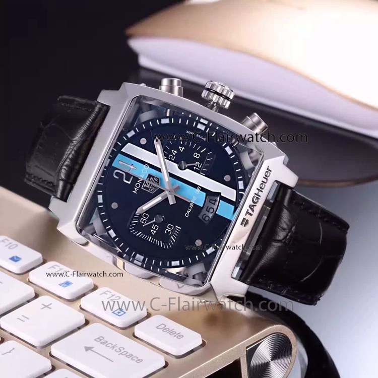 Tag Heuer Monaco Quartz Copy Watch SS Blue&White Face